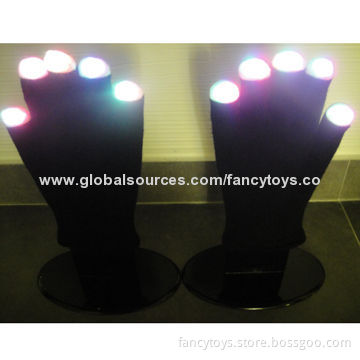 Black Flashing Glove Light Up /Glow Gloves